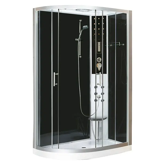 Sanotechnik Quickline Komplettdusche Vario - Rechts, 80 x 120 x 215 cm, Schwarz/Silbergrau