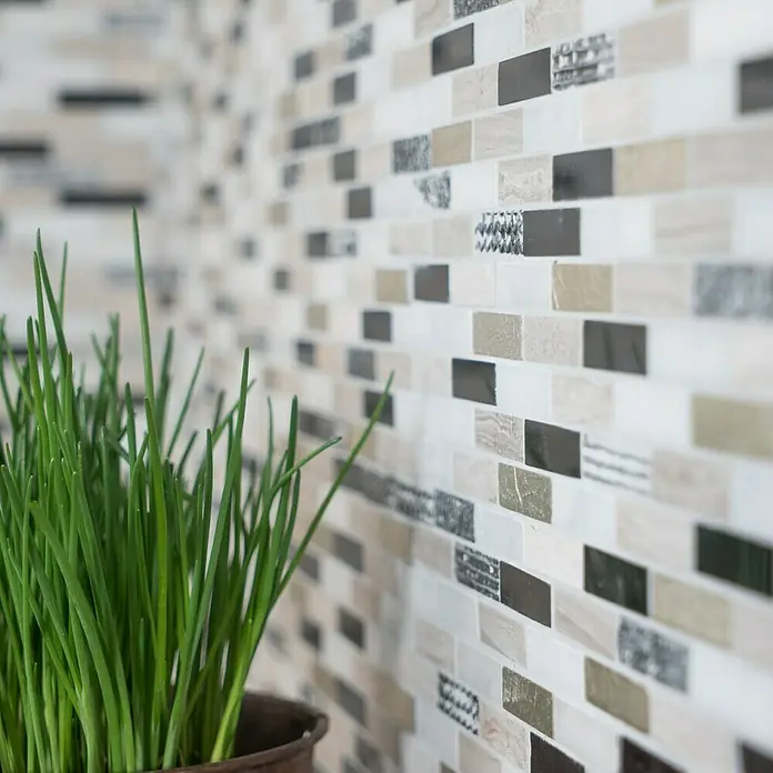 Mosaikfliese Brick XNC ST01 - 25,8 x 29 cm, Schwarz/Gold, Matt