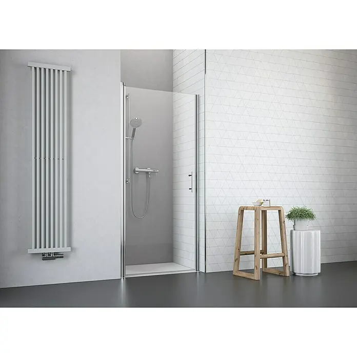 Camargue Vario Nischendusche S2+S9 - 80 x 195 cm, Stärke: 6 mm, Silber - Vorderansicht