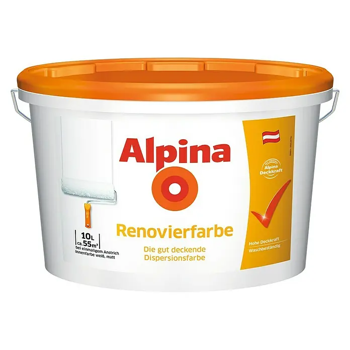 Alpina Wandfarbe Renovierfarbe - Weiß, 10 l, Matt