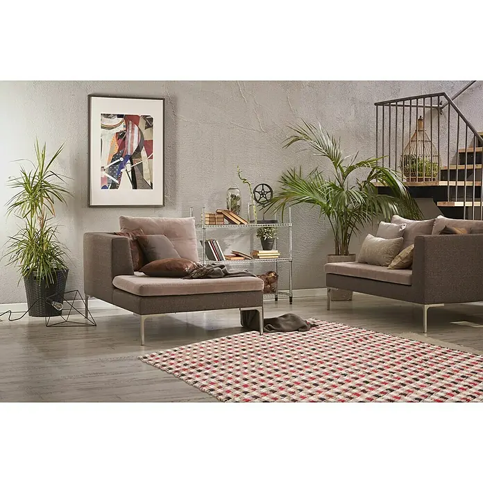 Kayoom Teppich Chess 110 - Natur/Creme, 170 x 120 cm, 100% Jute-/Baumwollmischung - Stimmungsaufnahme