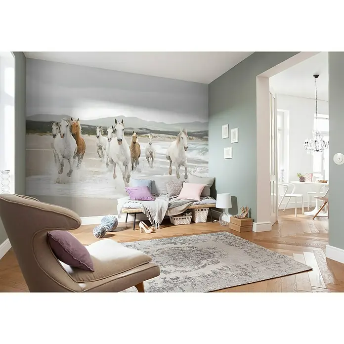 Komar Foto tapeta White Horse - 8 -dij., Š x V: 368 x 254 cm, Papir - Živopisni prikaz