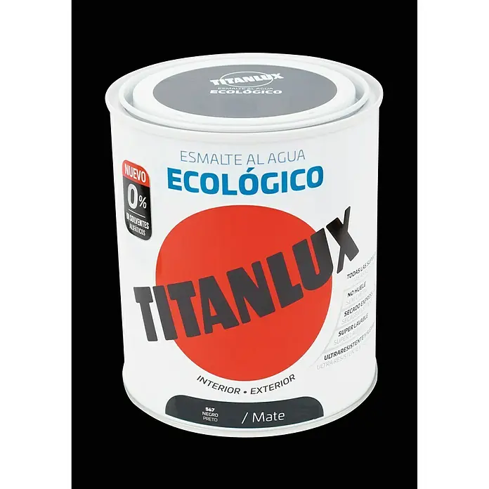 Titanlux Esmalte de color Eco - Negro, 750 ml, Mate