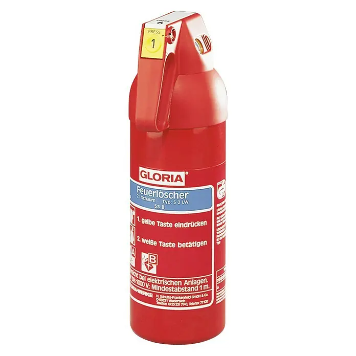 Gloria Feuerlöscher - 2 l, Schaum, DIN EN 3 - Vorderansicht