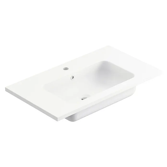 Lavabo Zeppelin mate - 100,5 x 45,5 cm, Orificios para grifo: Medio, Con desbordamiento, Blanco