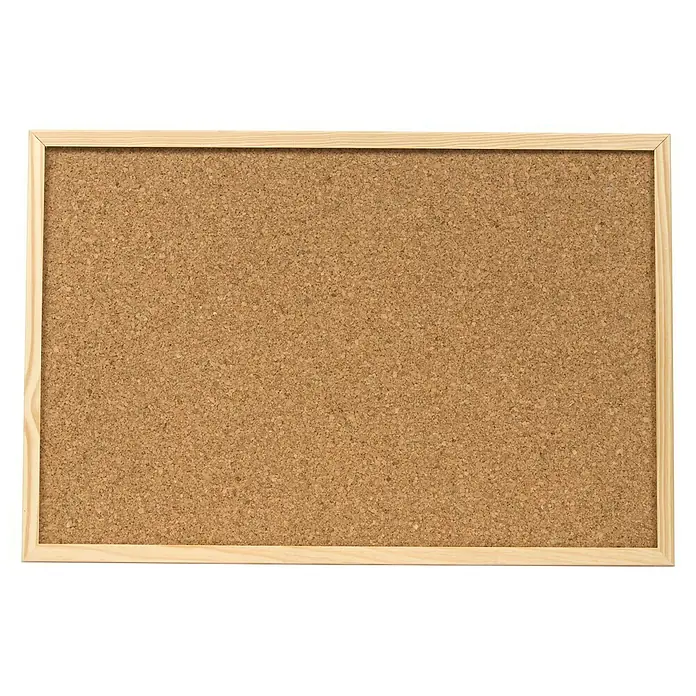Corcho para notas con marco - Marrón, aspecto de madera, 90 x 60 cm