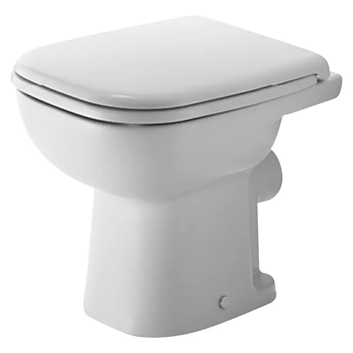 Duravit D-Code Stand-WC - Mit Spülrand, Ohne Spezialglasur, Spülform: Tief, WC Abgang: Waagerecht, Weiß - Vorderansicht