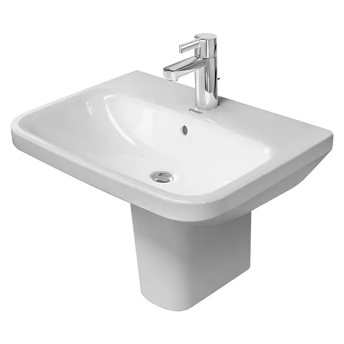 Duravit DuraStyle Waschtisch Typ 2 - 60 x 44 cm, Ohne Spezialglasur, Hahnloch: Mitte, Mit Überlauf, Weiß - Vorderansicht