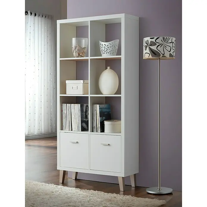 Estantería de madera Venecia - An x Al: 80 x 168 cm, Melamina, Blanco