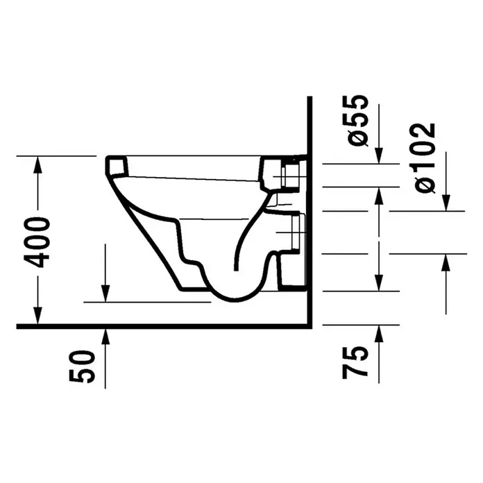 Duravit DuraStyle Wand-WC Compact - Mit Spülrand, Mit schmutzabweisender Glasur, Spülform: Tief, WC Abgang: Waagerecht, Weiß