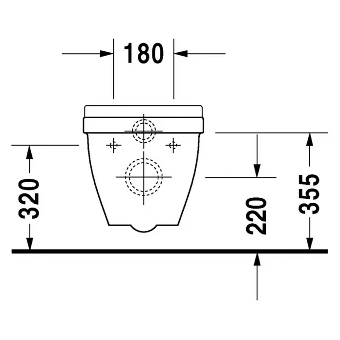Duravit Starck 3 Wand-WC Typ 3 - Mit Spülrand, Ohne Spezialglasur, Spülform: Tief, WC Abgang: Waagerecht, Weiß