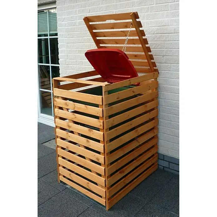 Promadino Mülltonnenbox Variov - 92 x 77 x 122 cm, Braun - Stimmungsaufnahme