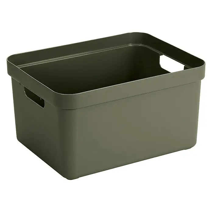 Sunware Aufbewahrungsbox Sigma Home - L x B x H: 45,3 x 35,4 x 24,3 cm, Kunststoff, Dunkelgrün - Linke Seitenansicht
