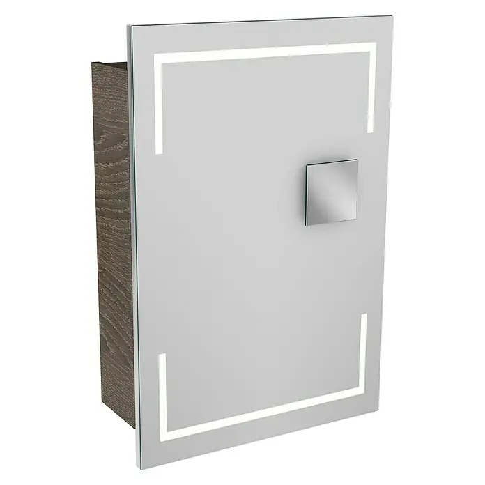 Camargue Stella LED-Spiegelschrank - B x H: 51 x 73,7 cm, Anschlag: Links, Mit eckigen Kanten, Spanplatte, Eiche Maron - Linke Seitenansicht