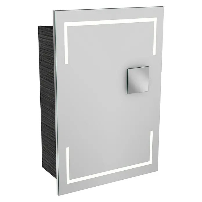 Camargue Stella LED-Spiegelschrank - B x H: 51 x 73,7 cm, Anschlag: Links, Mit eckigen Kanten, Spanplatte, Dark Oak - Linke Seitenansicht