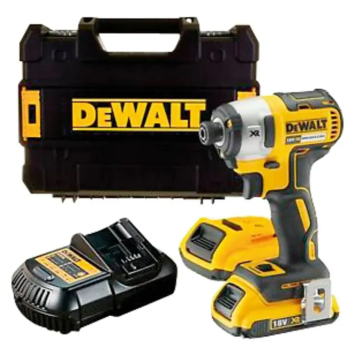 Dewalt Taladro atornillador percutor de batería DCF887D2 - 18 V, 2 Ah, 2 baterías, 0 r.p.m. - 3.250 r.p.m.