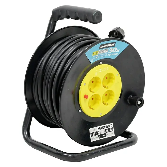 Enrollacables profesional - x 4, 30 m, IP44, Para exterior