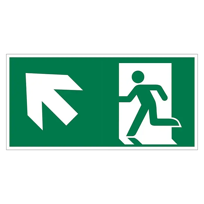 Pickup Fluchtwegschild - Motiv: Notausgang-Pfeil links oben, L x B: 30 x 15 cm - Draufsicht