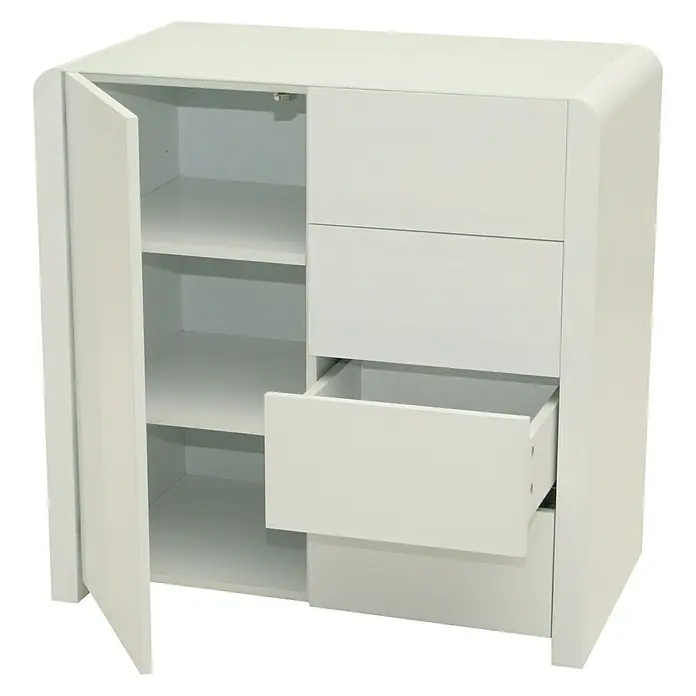 Phönix Atlanta Kommode - L x B x H: 45 x 78,5 x 78,8 cm, Weiß, Mit Tür, Anzahl Schubladen: 4 Stk. - Linke Seitenansicht