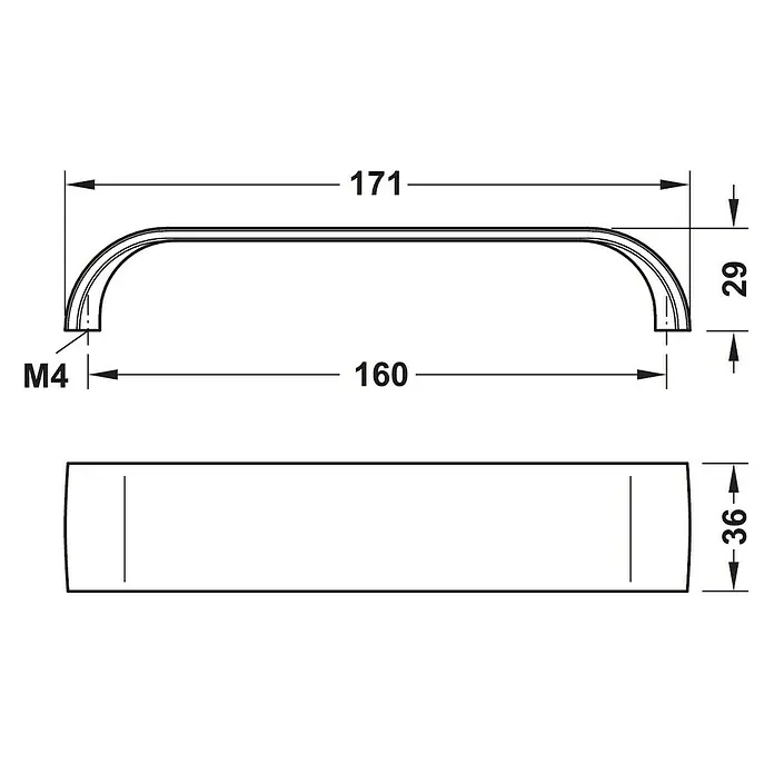 Häfele Tirador para muebles 101.13.506 - L x An x Al: 17,1 x 2,9 x 3,6 cm