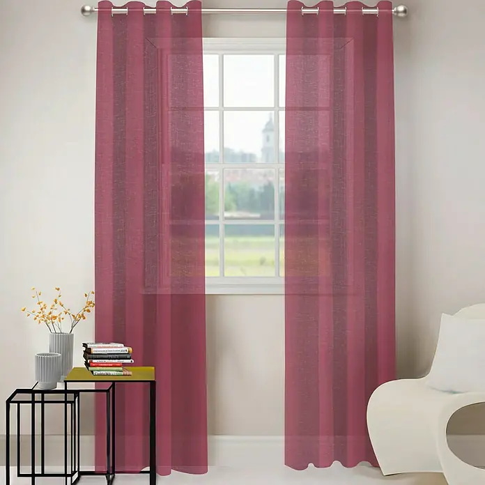 Visillo para ventana Toffy - 140 x 250 cm, 100% poliéster, Granate