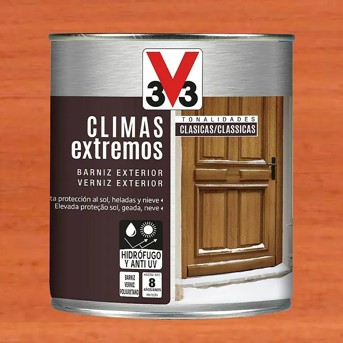 V33 Barniz para madera exterior Climas Extremos - Sapelly, Brillante, 750 ml