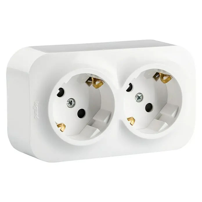 Legrand Steckdose - Weiß, 2-fach, Kunststoff, IP21, Aufputz