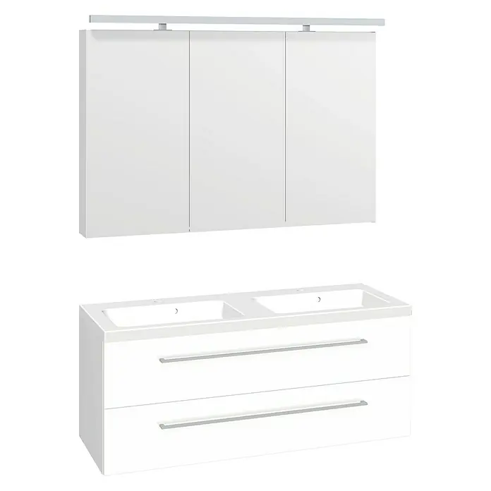 Scanbad Delta Badmöbel-Set Aura - 120 cm, Weiß, Hochglanz