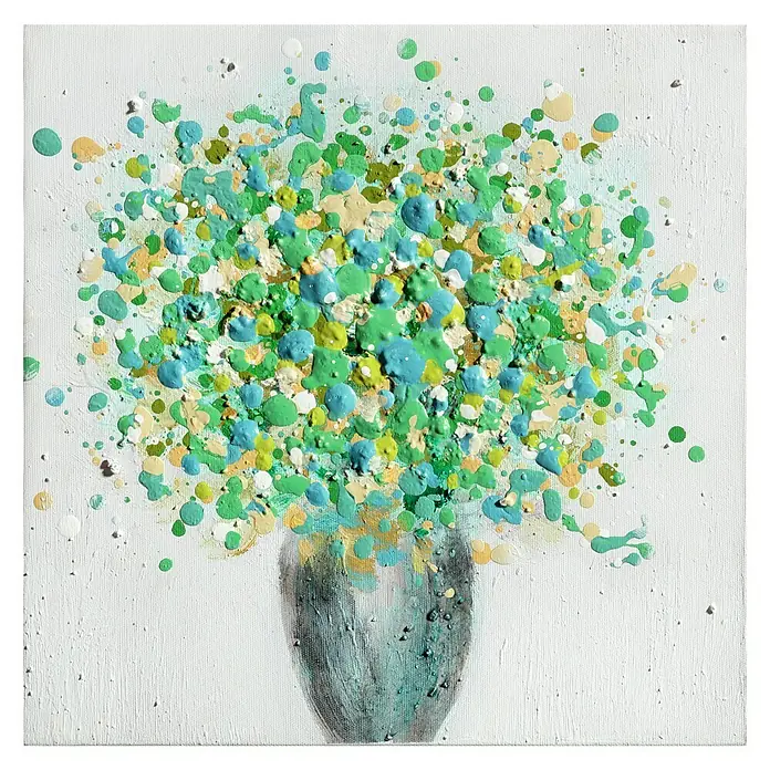 Cuadro pintado a mano Dipinto Still life in green colour - Bodegón en color verde, An x Al: 30 x 30 cm