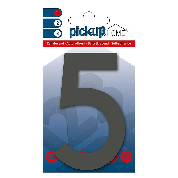 Pickup 3D Home Kućni broj Rio - Visina: 10 cm, Motiv: 5, Sive boje, Plastika, Samoljepljivo