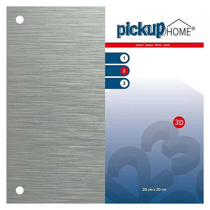 Pickup 3D Home Pločica s oznakom - D x Š: 20 x 20 cm, Aluminijske boje