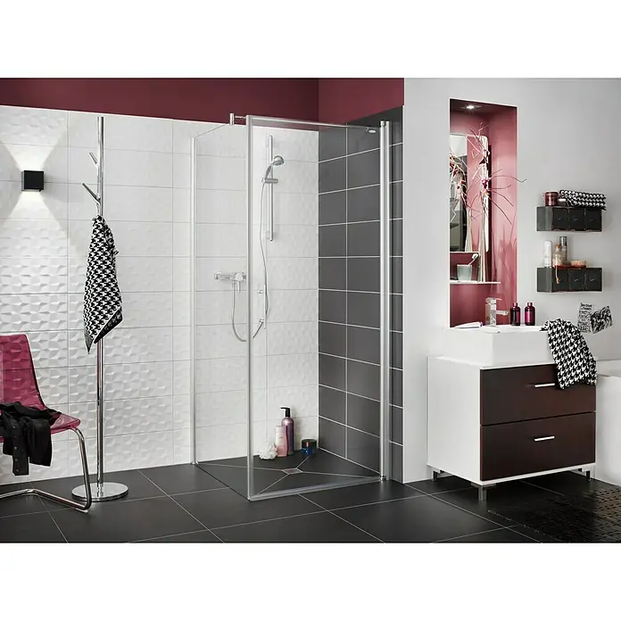Camargue Vario Tuš stijena S5 - 75 x 195 cm, Premazano, Debljina: 6 mm, Srebrne boje - Živopisni prikaz