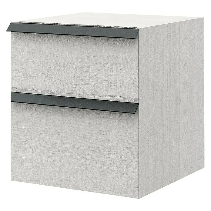 Baden Haus Qubo Seitenschrank - 46 x 45 x 49 cm, 2 Schubkästen, Weiß Rock