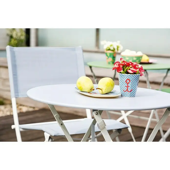 Sunfun Kirsten Gartenstuhl - Breite: 43 cm, Blau, Weiß