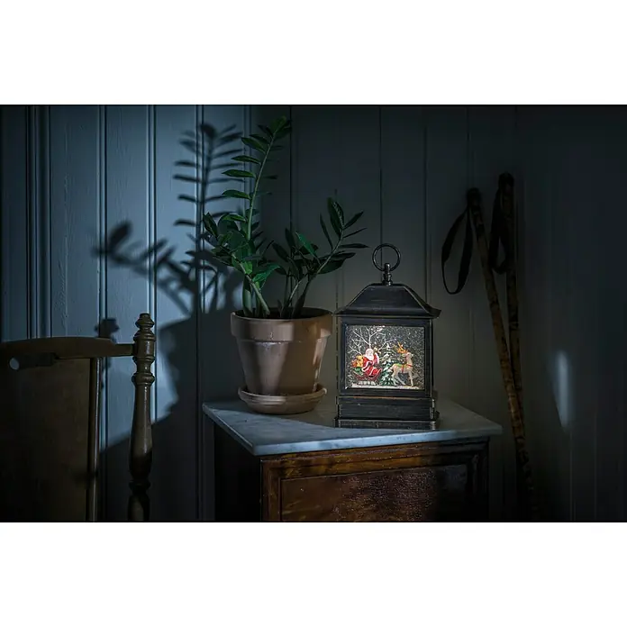 Konstsmide Led-sneeuwlantaarn Kerstman in een slee - Binnen, 1 lamp, l x b x h: 17,5 x 8,5 x 25 cm, Op netstroom