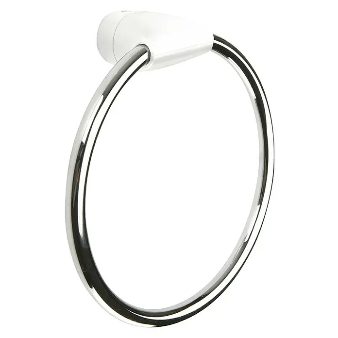 Tatay Alpha Toallero de anilla - Ancho: 19 cm, Blanco, Cromo