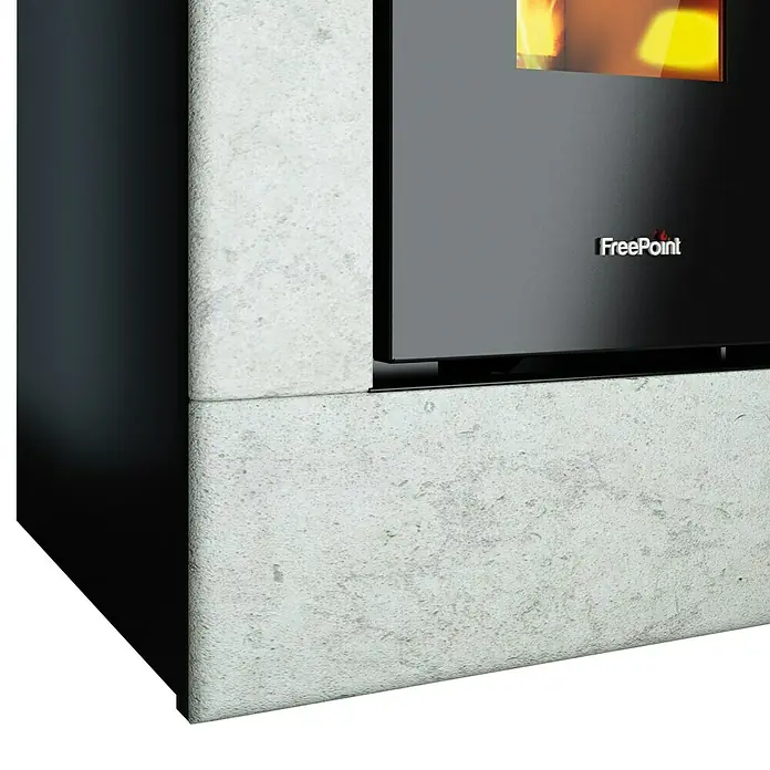 FreePoint Pelletofen Vega Stone - 2,8 kW - 10,5 kW, Raumheizvermögen: 252 m³, Verkleidung: Naturstein, Schwarz/Grau