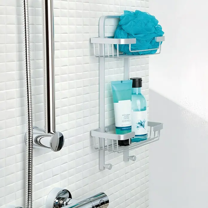 Tatay Cesta de baño doble Ice - 10,5 x 20,5 x 38,5 cm, Plateado