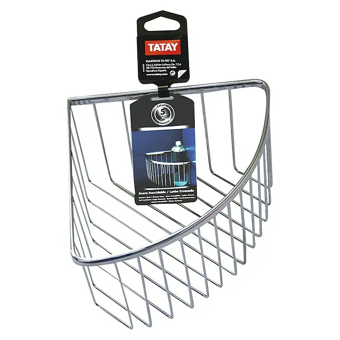 Tatay Cesta de baño angular Krom - 20 x 20 x 13,5 cm, Cromo