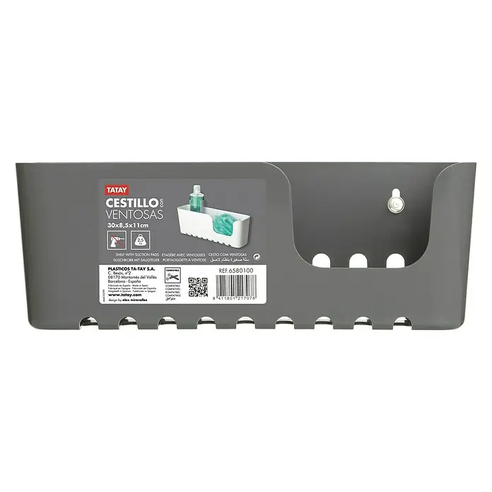 Tatay Cesta de baño Standard - 8,5 x 30 x 11 cm, Gris