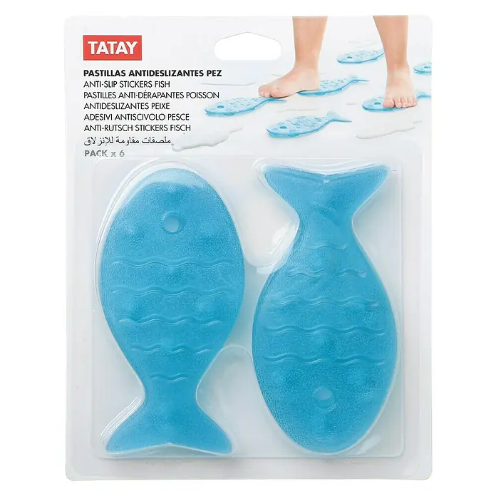 Tatay Alfombra antideslizante Pez - 7 x 15 cm, Azul