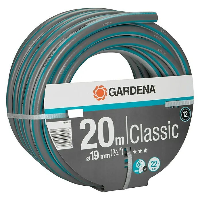 Gardena Classic Manguera - Largo: 20 m, Diámetro tubo flexible: 19 mm (¾''), Presión máxima: 22 bar