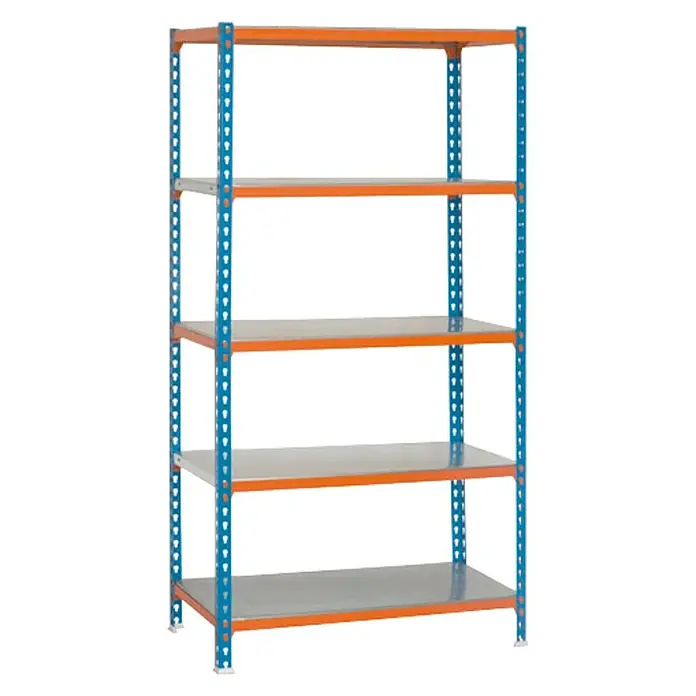 Simonrack Simonclick Estantería metálica - L x An x Al: 40 x 90 x 180 cm, Capacidad de carga: 180 kg/balda, Número de baldas: 5 ud., Inserción, Azul/Naranja