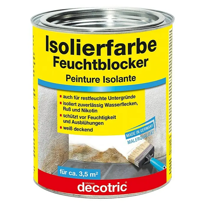 Decotric Isolierfarbe Feuchtblocker - Weiß, 750 ml, Matt - Vorderansicht