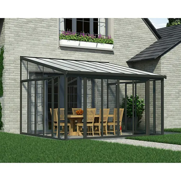 Palram – Canopia Wintergarten San Remo - B x T x H: 4,25 m x 4 m x 3,1 m, Anthrazitgrau - Stimmungsaufnahme