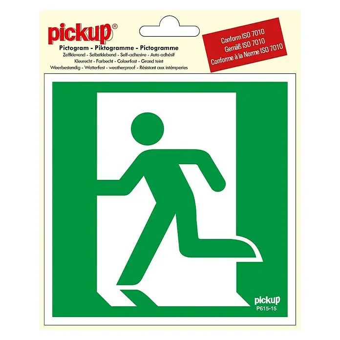 Pickup Naljepnica - D x Š: 15 x 15 cm, Izlaz u slučaju nužde ulijevo - Pogled s gornje strane