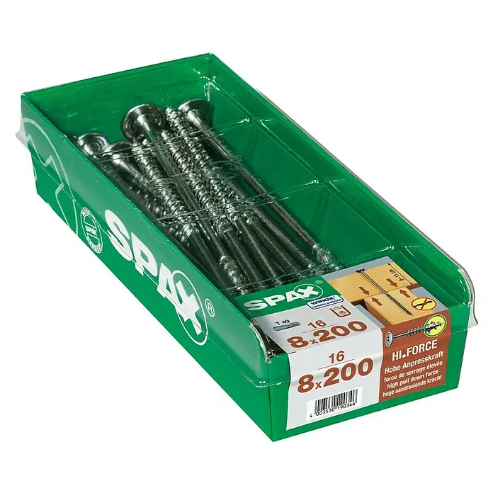 Spax Tellerkopfschraube HI.FORCE - Ø x L: 8 x 200 mm, WIROX Oberfläche, T-Star plus, 16 Stk.