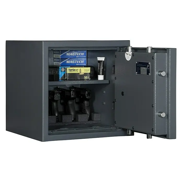 Format Kurzwaffenschrank KWT 2000 - Geeignet für: Max. 5 Kurzwaffen ohne Munition, L x B x H: 420 x 400 x 405 mm, Doppelbart-Hochsicherheitsschloss - Detailaufnahme