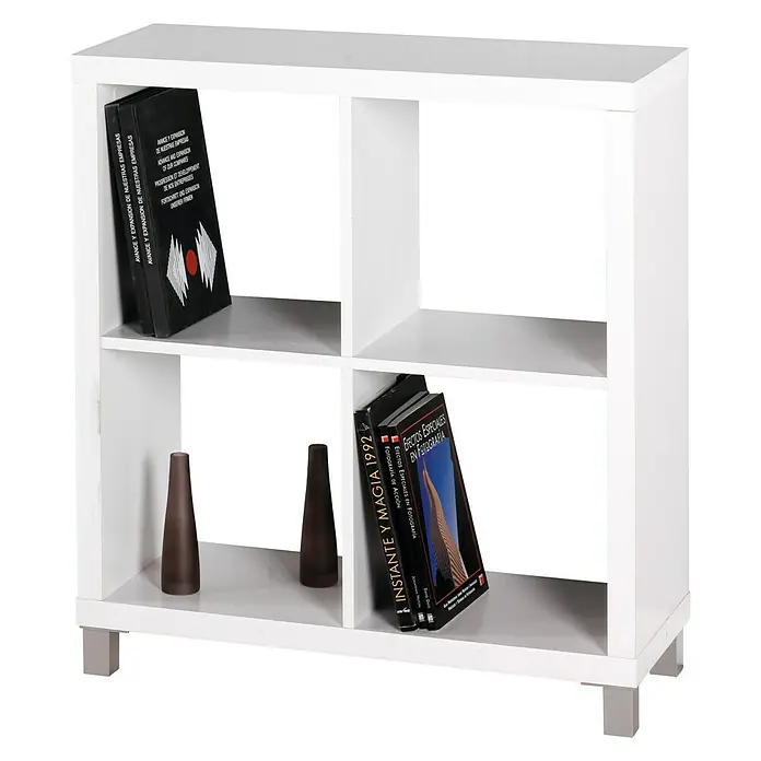 Estantería de madera Kubox 4 huecos - An x Al: 76 x 83 cm, MDF, Blanco
