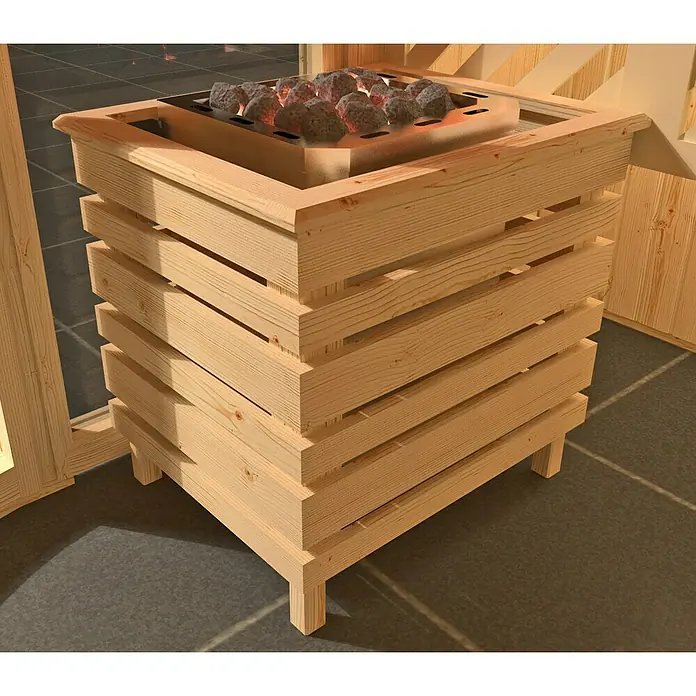 Weka Elementsauna Sara 1 - Mit 7,5 kW Bio-Ofen mit externer Steuerung, Material Tür: Ganzglas, 194 x 194 x 199 cm